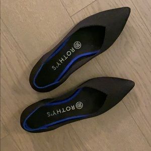 Rothy’s pointed toe black flats, size 6.5